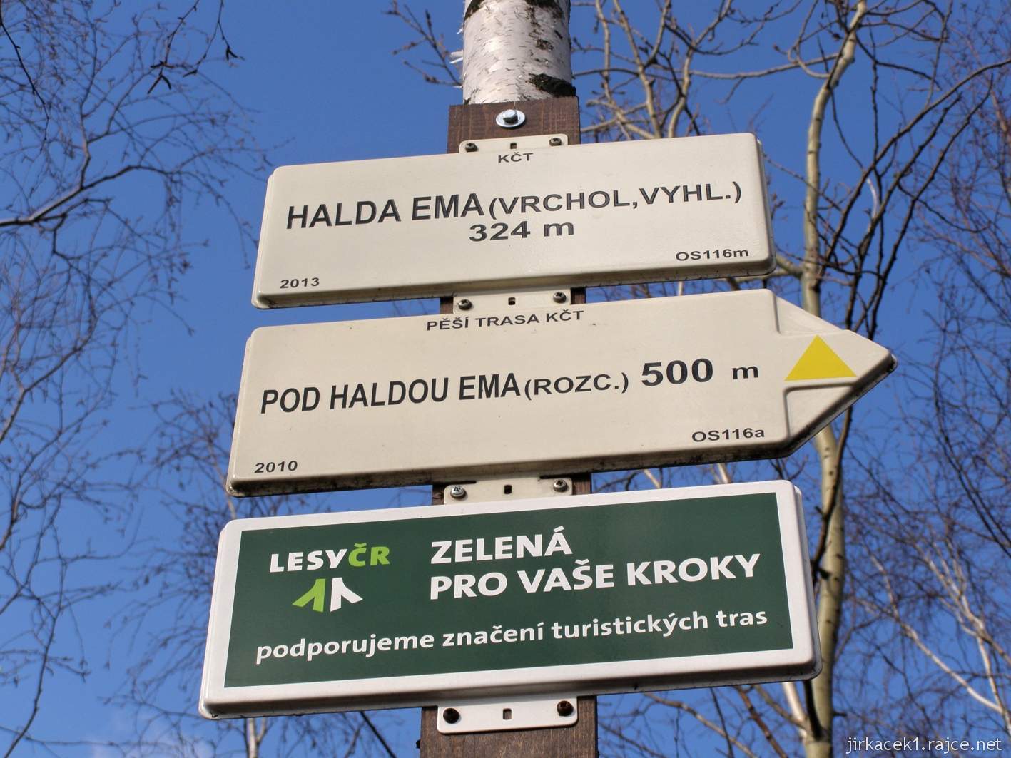 Ostrava - Halda Ema 09 - vrchol haldy - rozcestník