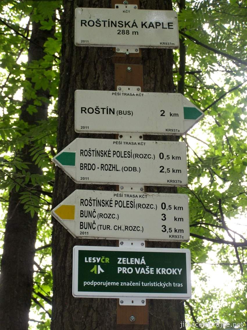 Chřiby - rozcestí Roštínská kaple